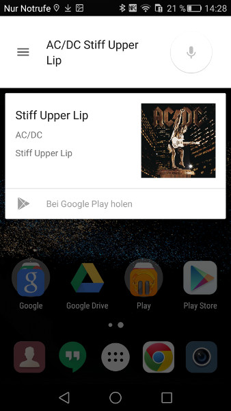 Google Now Musikausgabe