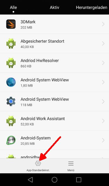 Android Lollipop App-Standardeinstellungen aufrufen