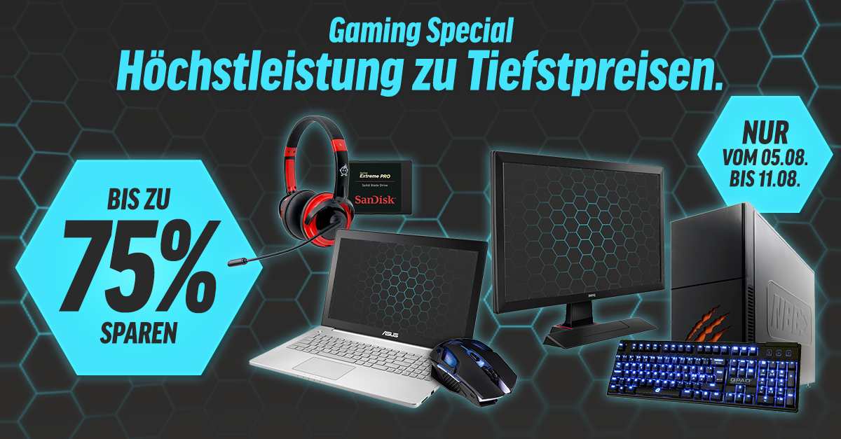 Gamescom 2015 Gaming Special  – Bis zu 75 % bei ausgesuchter Hardware sparen
