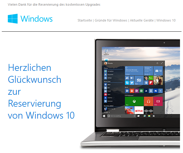 Windows 10 Update email