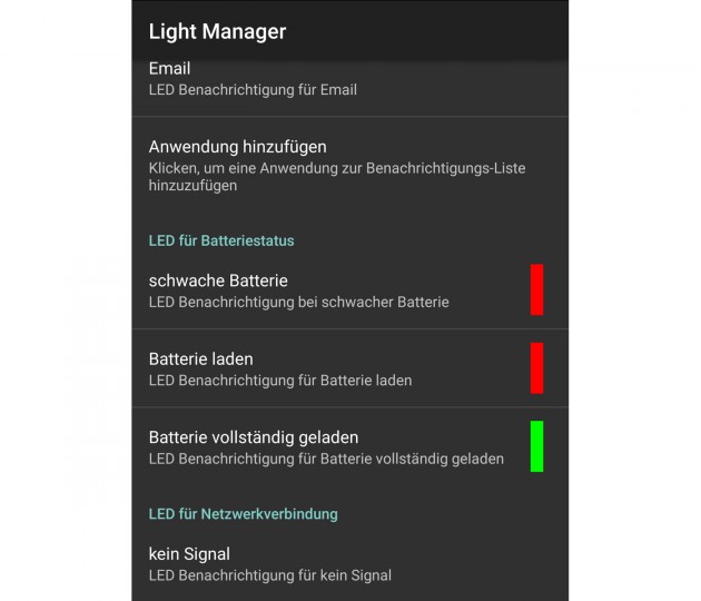 Die RGB-Benachrichtigungsleuchte lässt sich mit zusätzlichen Apps fein einstellen.