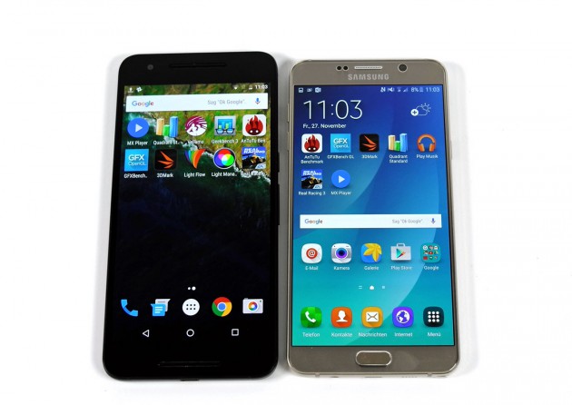 Das Google Nexus 6P ist deutlich hoher als das Samsung Galaxy Note 5.