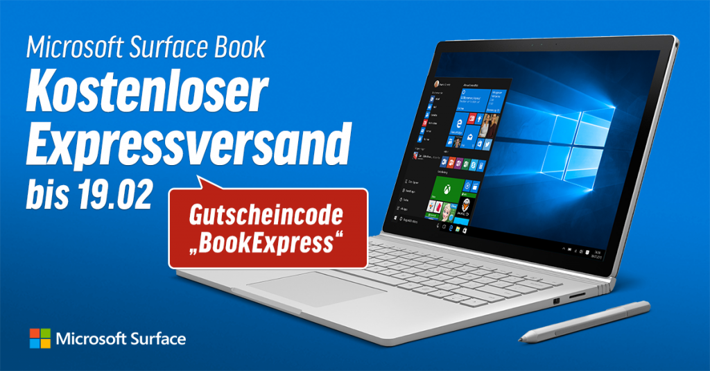 Microsoft Surface Book: Kostenloser Expressversand bis 19.02.!
