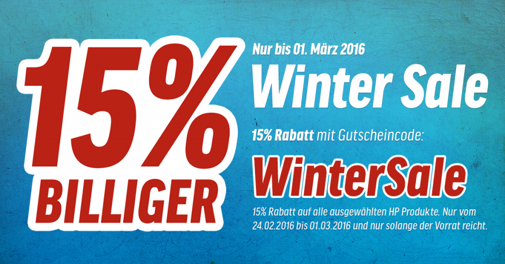 Winter Sale bei notebooksbilliger.de: 15% Rabatt auf ausgewählte HP-Notebooks und PCs