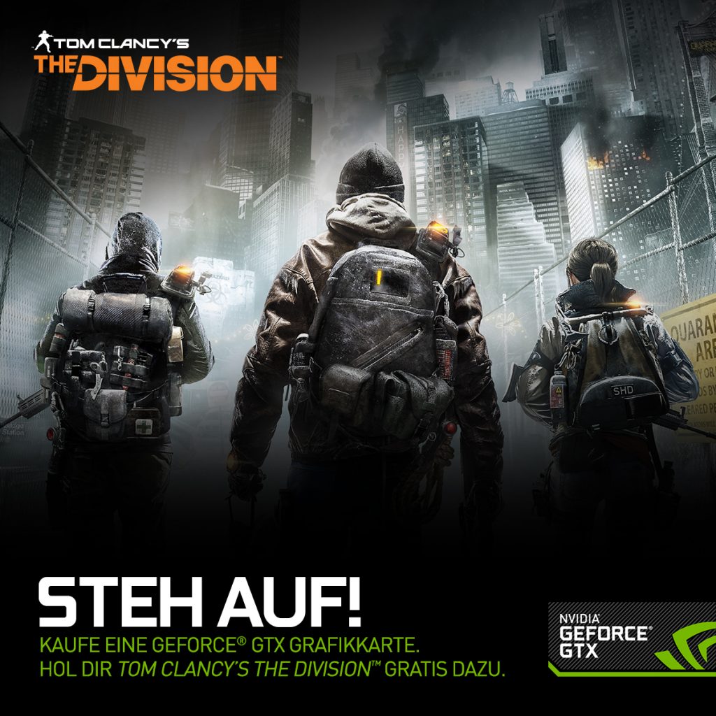 Nvidia Geforce GTX kaufen und Tom Clancy’s „The Division“ gratis erhalten