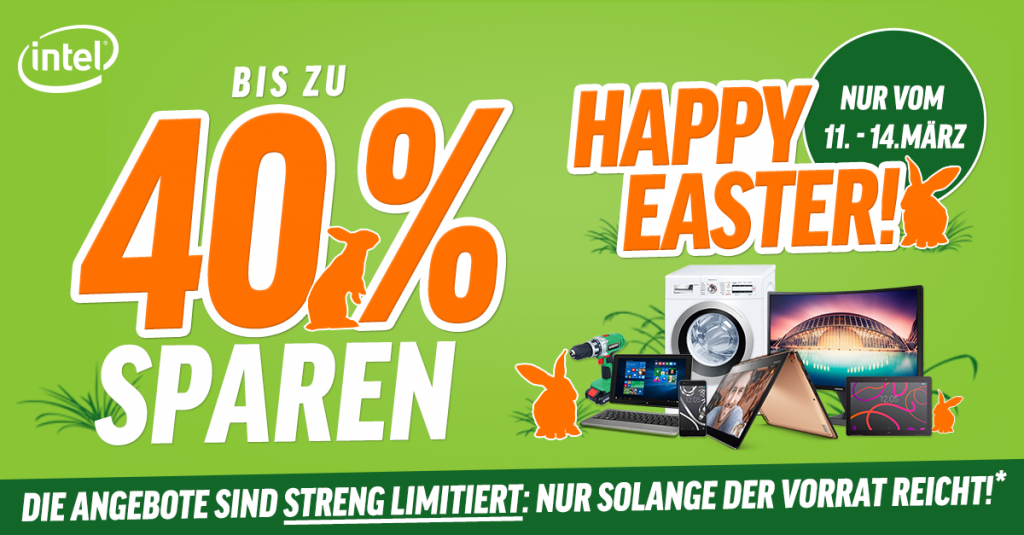 Happy Easter: Mit dem Osterhasen und notebooksbilliger.de bis zu 40 % sparen