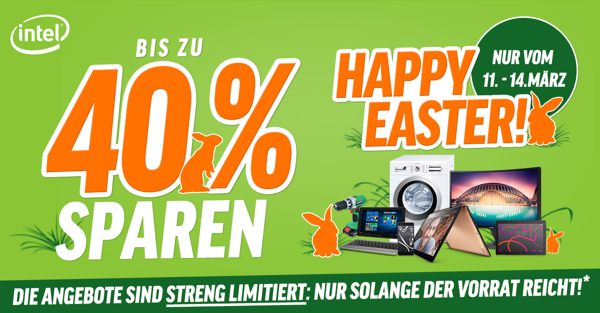 Happy Easter: Mit dem Osterhasen und notebooksbilliger.de bis zu 40 % sparen