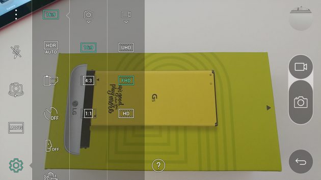 Die Kamera-App des LG G5 bietet viele Einstellungsmöglichkeiten.