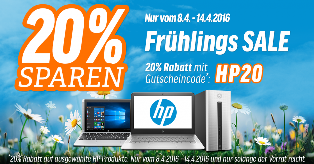 Frühlings Sale: 20% Rabatt auf ausgewählte HP Produkte