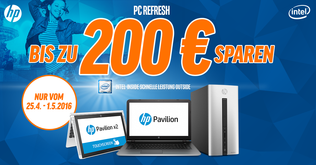PC Refresh – Bis zu 200 € auf ausgewählte HP Tablets, Notebooks und PC-Systeme sparen