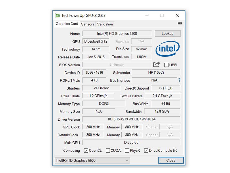 HP 15-ac 158ng – Angaben zum Intel Grafik