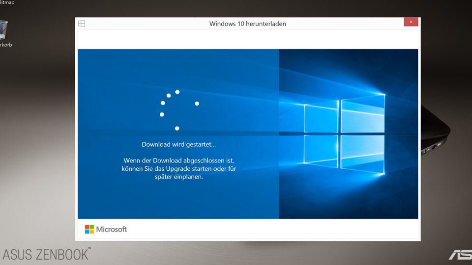 Download für Windows 10 wird gestartet
