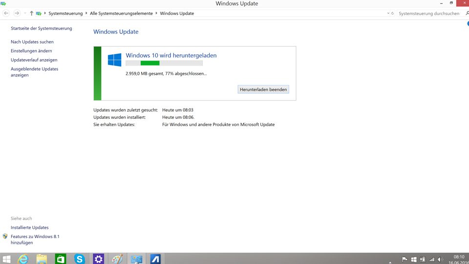Fürs Update auf Windows 10 werden rund 3 GB Daten heruntergeladen