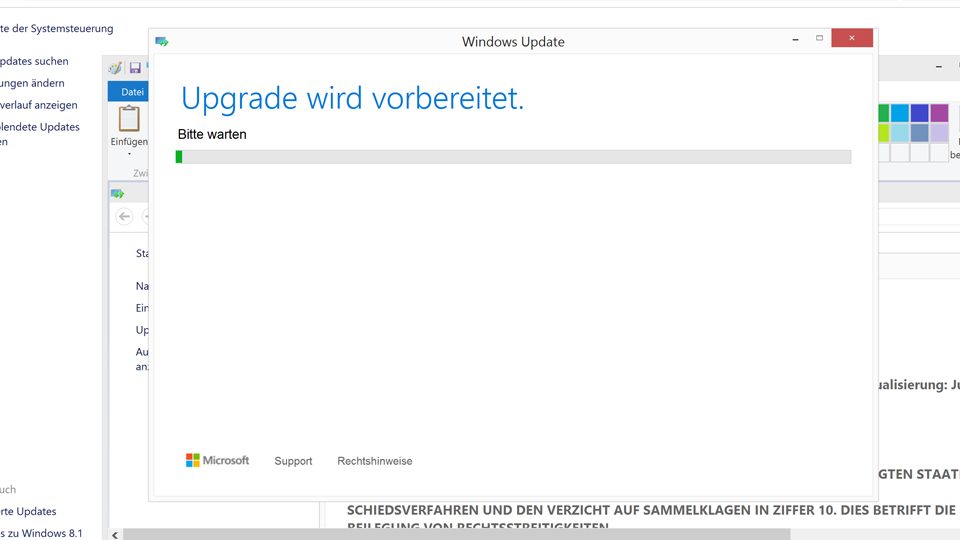 Upgrade auf Windows 10 wird vorbereitet