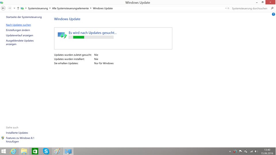 Es wird nach Updates für Windows 8.1 gesucht
