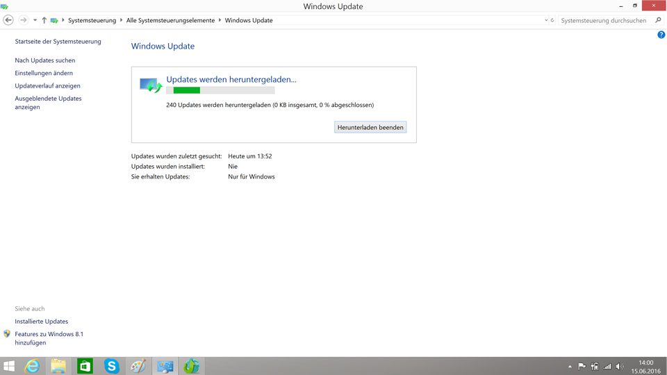 Updates von Windows 8.1 werdeb heruntergeladen