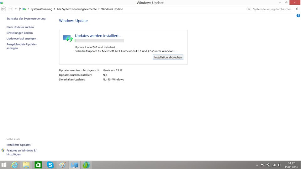 Updates von Windows 8.1 werden installiert