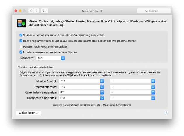 OS X geteilte Darstellung Option aktivieren