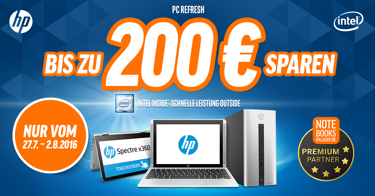 PC Refresh – Bis zu 200 € auf ausgewählte HP Tablets, Notebooks und PC-Systeme sparen