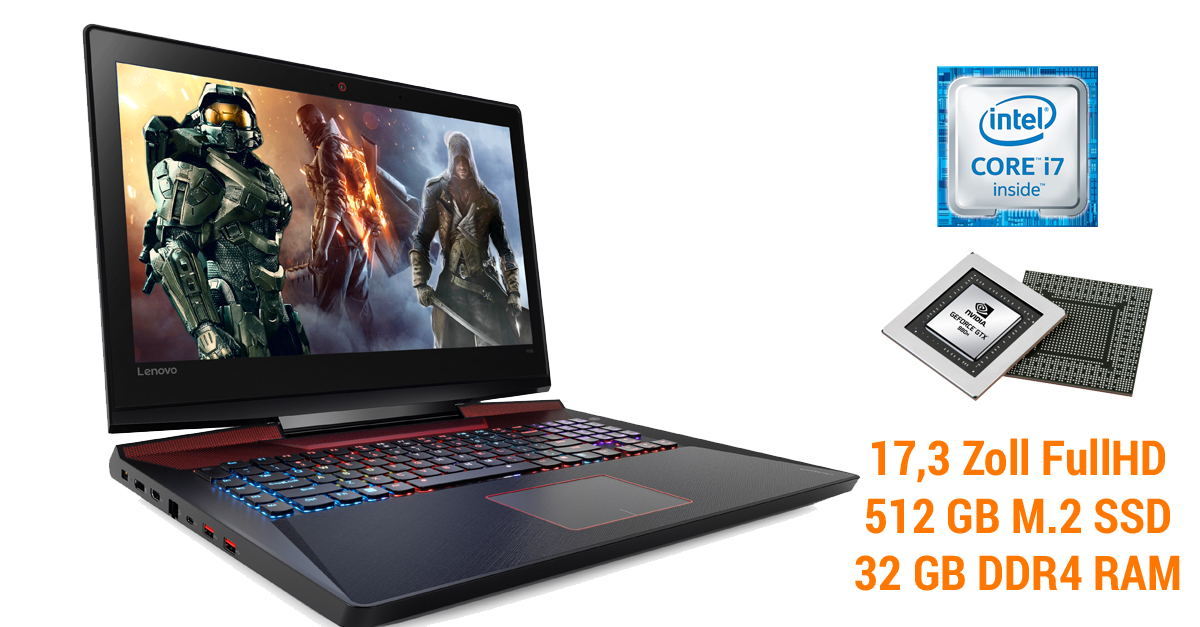 Lenovo Y900-17ISK 80Q1000BGE Gaming-Notebook mit Turbotaste im Test