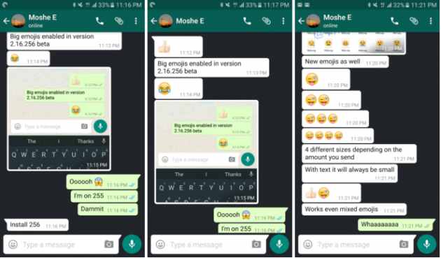 Einzelne Emojis werden in WhatsApp künftig größer dargestellt