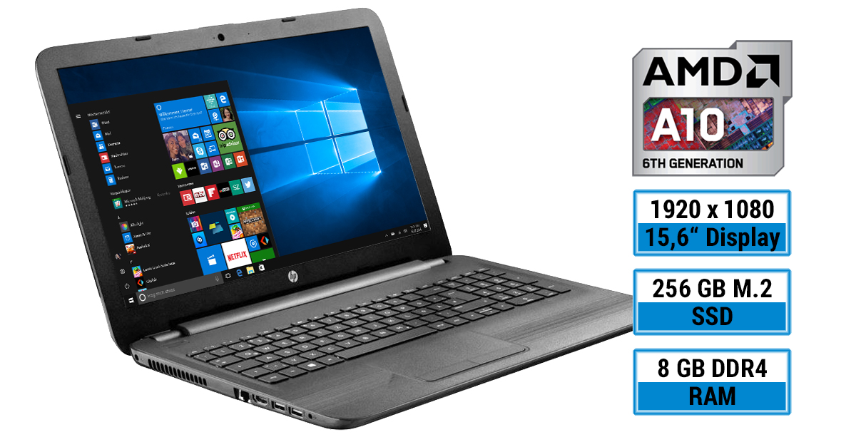 Test: HP 15-ba048ng mit AMD A10-Prozessor, Full HD Display und schnellem SSD-Modul