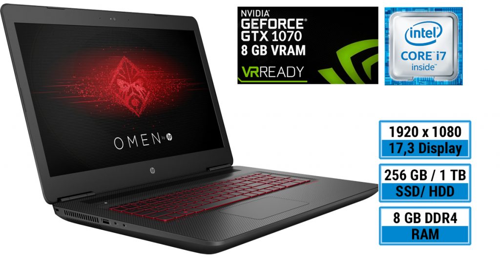 OMEN by HP – Gaming-Notebook mit schneller Geforce 1070 Grafik und 17,3-Zoll-Display