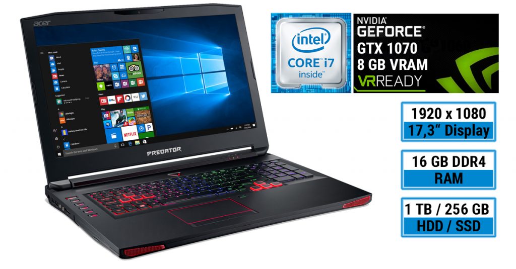 Test: Acer Predator 17 G9-793-79NC – kraftvolles Gaming-Notebook mit Geforce GTX 1070