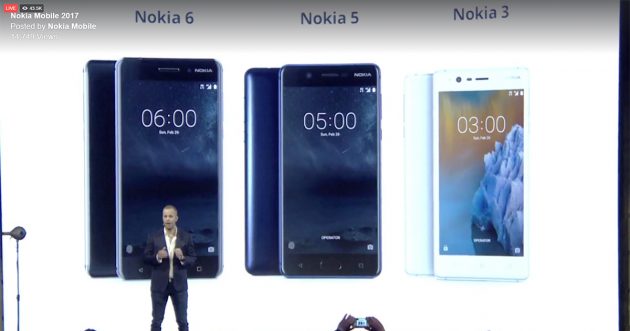 MWC 2017: Nokia 6, Nokia 5 und NOkia 3 vorgestellt