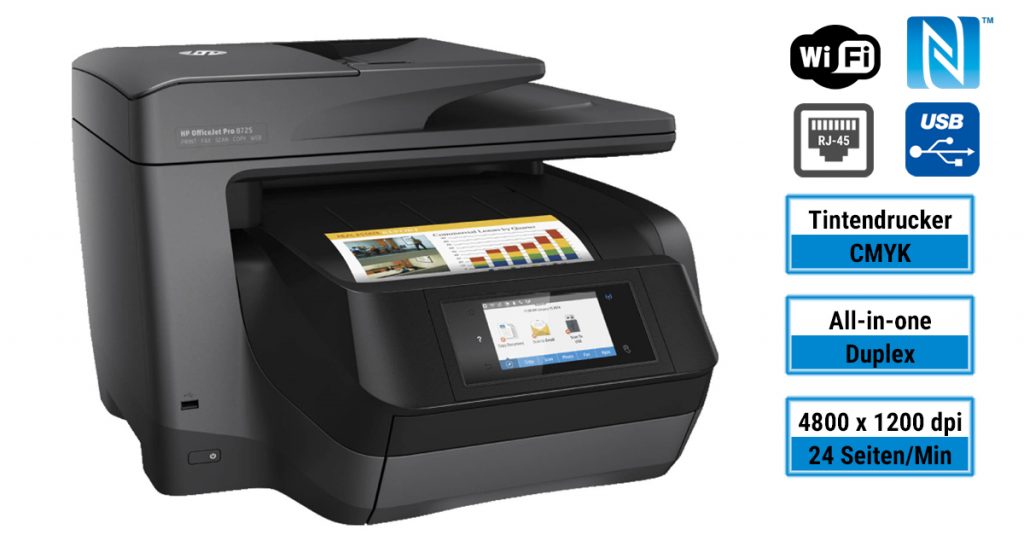 HP OfficeJet Pro 8725 – Multifunktionsdrucker für kleine und mittelständische Unternehmen