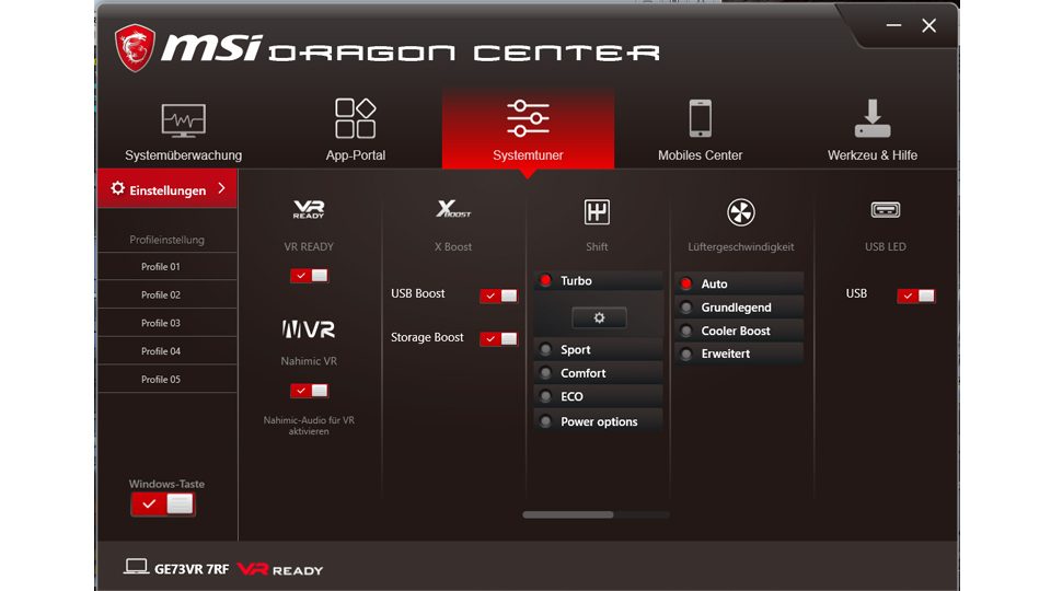 Einstellen der Lüftergeschwindigkeiten im MSI Dragon Center