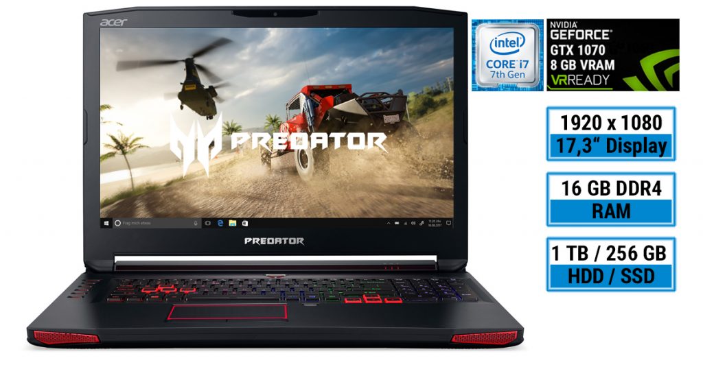 Test: Acer Predator 17 Gaming-Notebook jetzt mit Intel Kaby-Lake-CPU und NVMe-Modul