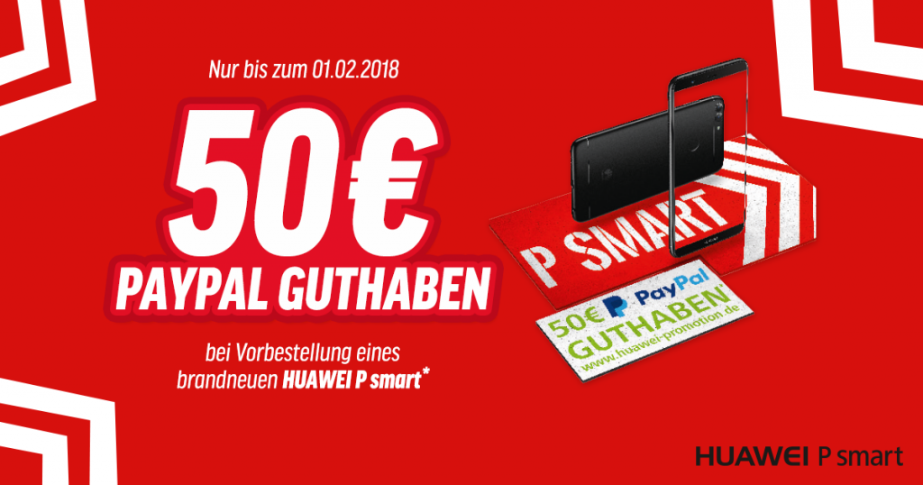 Aktion: Huawei P Smart vorbestellen & 50 Euro PayPal-Guthaben sichern
