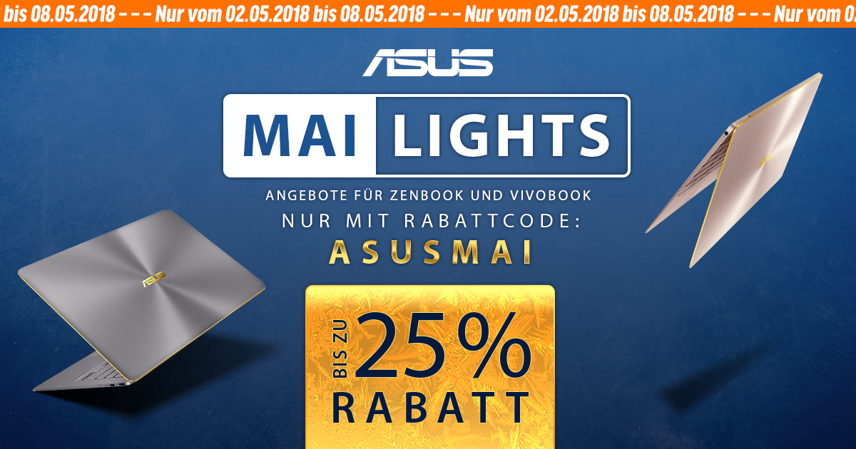 ASUS MAI-Lights – bis zu 25% auf ausgewählte ASUS ZenBooks und VivoBooks sparen