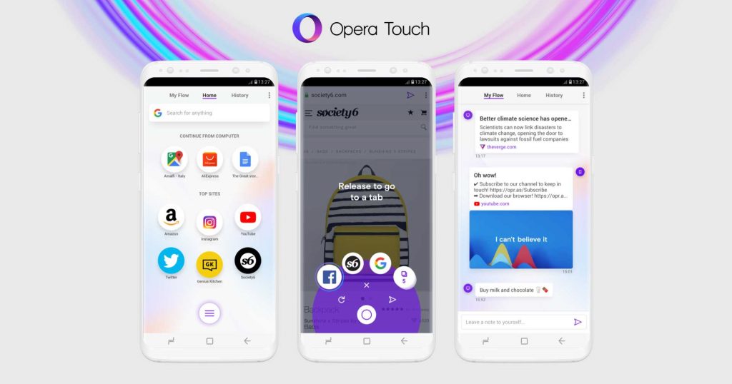 Neuer Mobil-Browser: Opera Touch synct Smartphone und Desktop