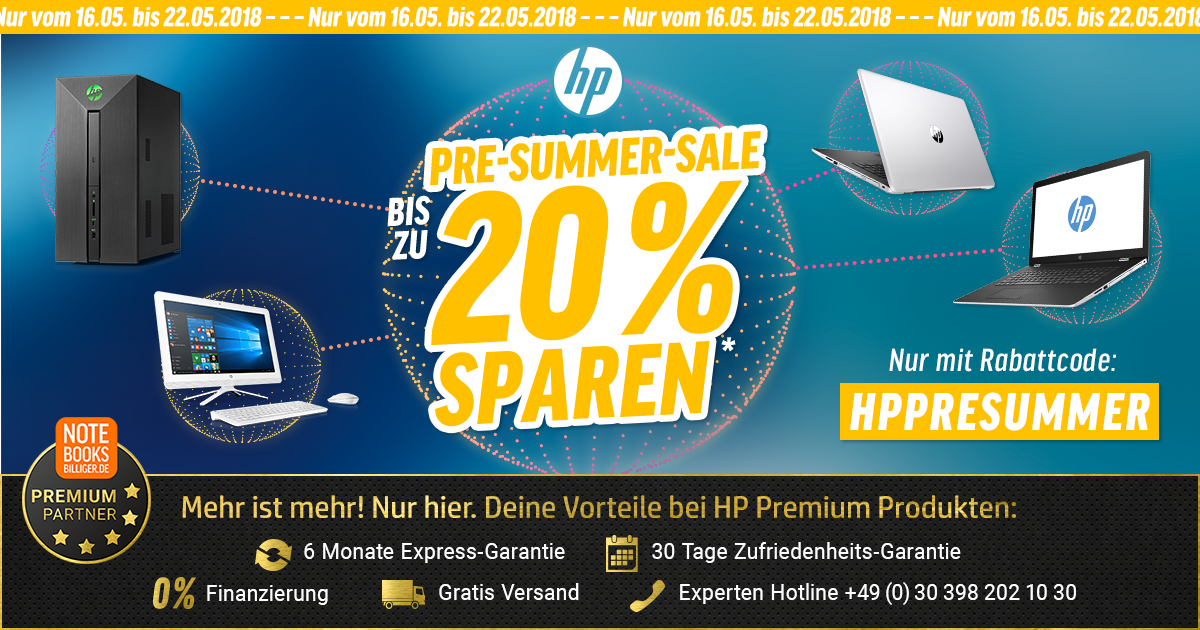 HP Pre-Summer-Sale – Bis zu 20% auf ausgewählte Notebooks und PCs sparen