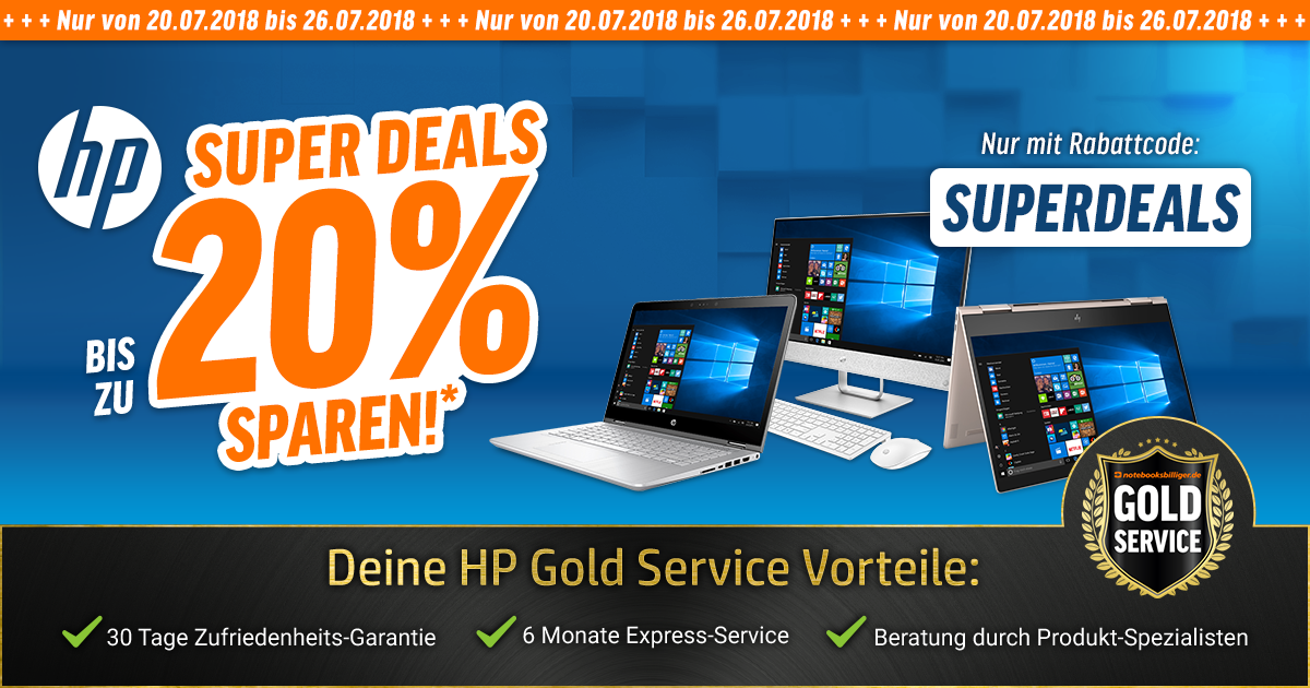 HP SUPERDEALS: Bis zu 20% auf ausgesuchte AiO-PCs, Notebooks und PC-Systeme von HP sparen