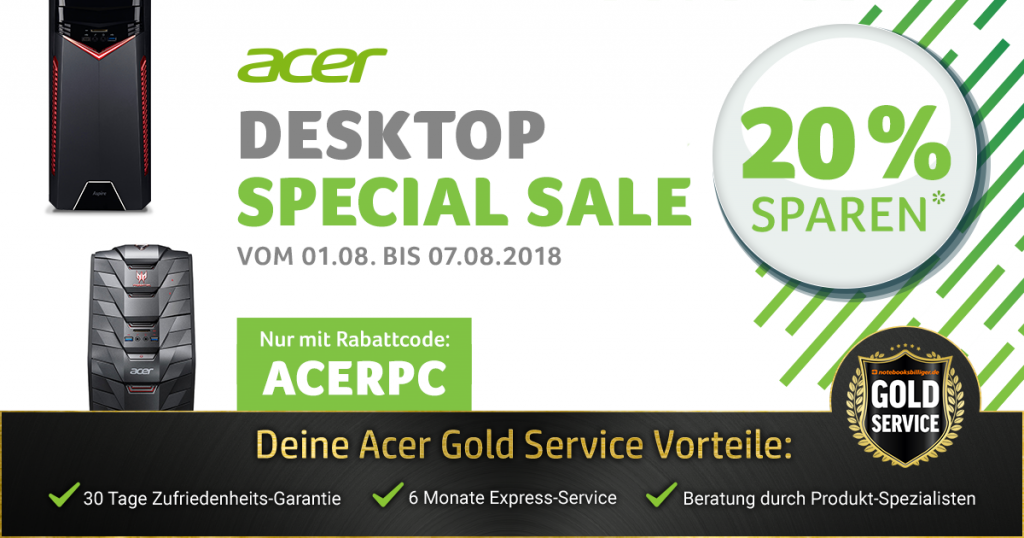 Acer Desktop Special Sale – 20% auf ausgesuchte PC-Systeme von Acer sparen