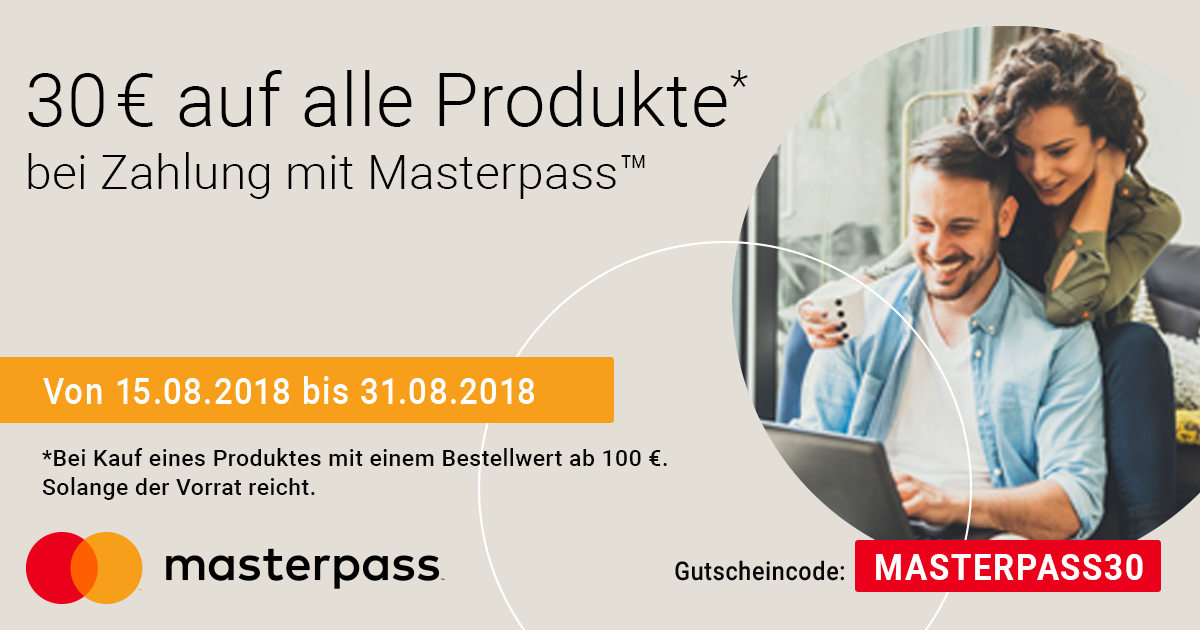 Auf alle Produkte: Mit Masterpass den Sommer genießen und 30 € Sofortrabatt sichern!