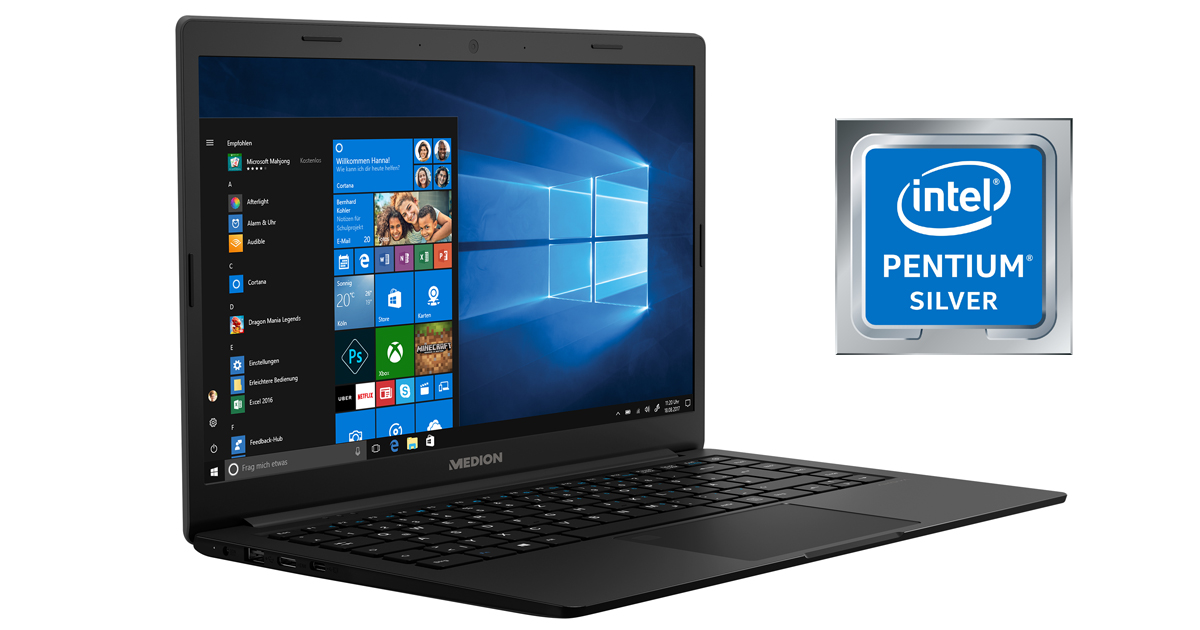 MEDION AKOYA E4253: Kleines 14-Zoll Notebook mit Pentium Silver CPU und extrem langer Akkulaufzeit