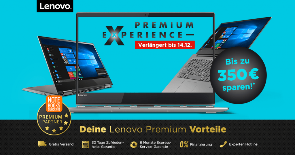 Lenovo Premium Experience Days – bis zu 350€ auf ausgesuchte Notebooks, Tablets und PCs sparen
