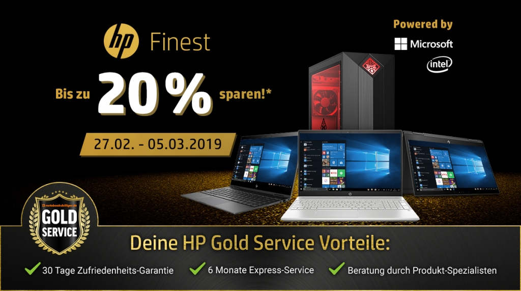 HP Finest – Bis zu 20% auf ausgewählte PC-Systeme und Notebooks von HP sparen