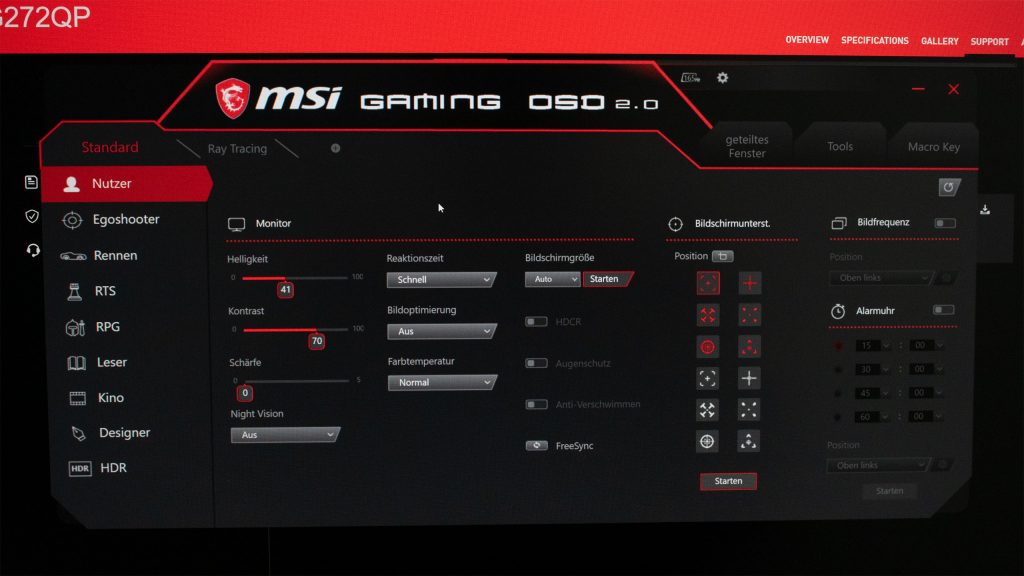 Gaming OSD MSI Optix MAG272