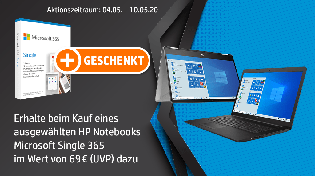 Bundle-Aktion: HP-Notebook kaufen und Microsoft 365 Single geschenkt bekommen