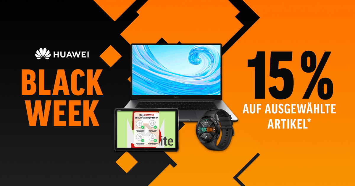 Black Week: Spare 15% auf viele Huawei-Produkte