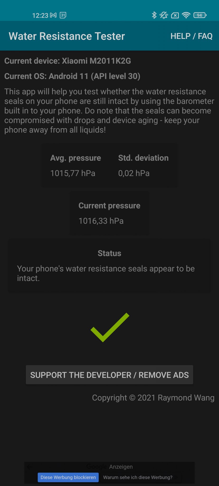 Xiaomi Mi 11 Water Resistance