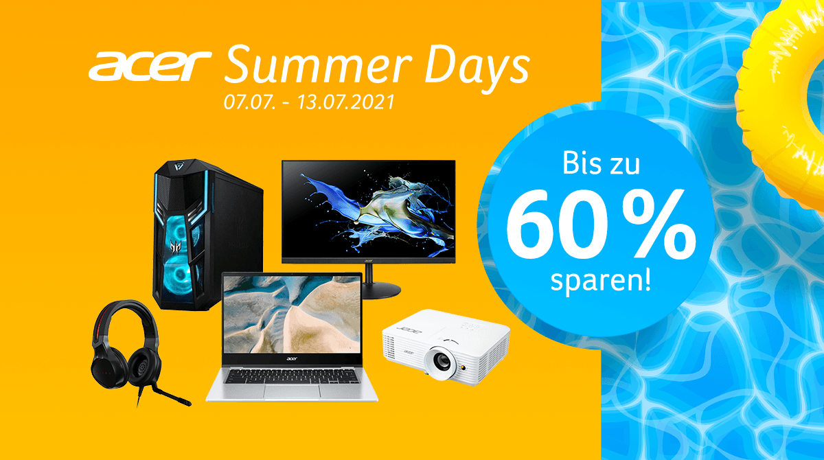Acer Summer Days: Spart bis zu 60% auf Monitore, PC-Systeme, Chromebooks und mehr!