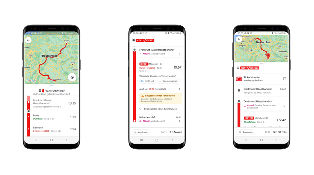 Fortschritt: Google Maps bietet nun Echtzeitdaten der Deutschen Bahn