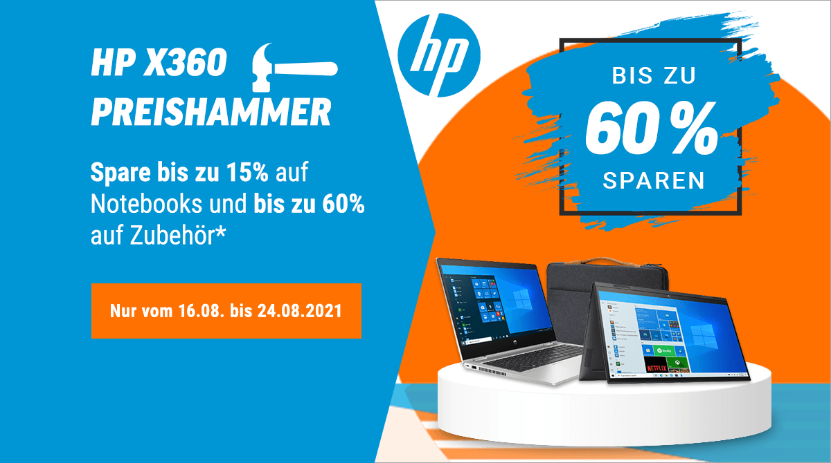 HP x360 Preishammer – Bis zu 60% auf Notebooks & Zubehör sparen
