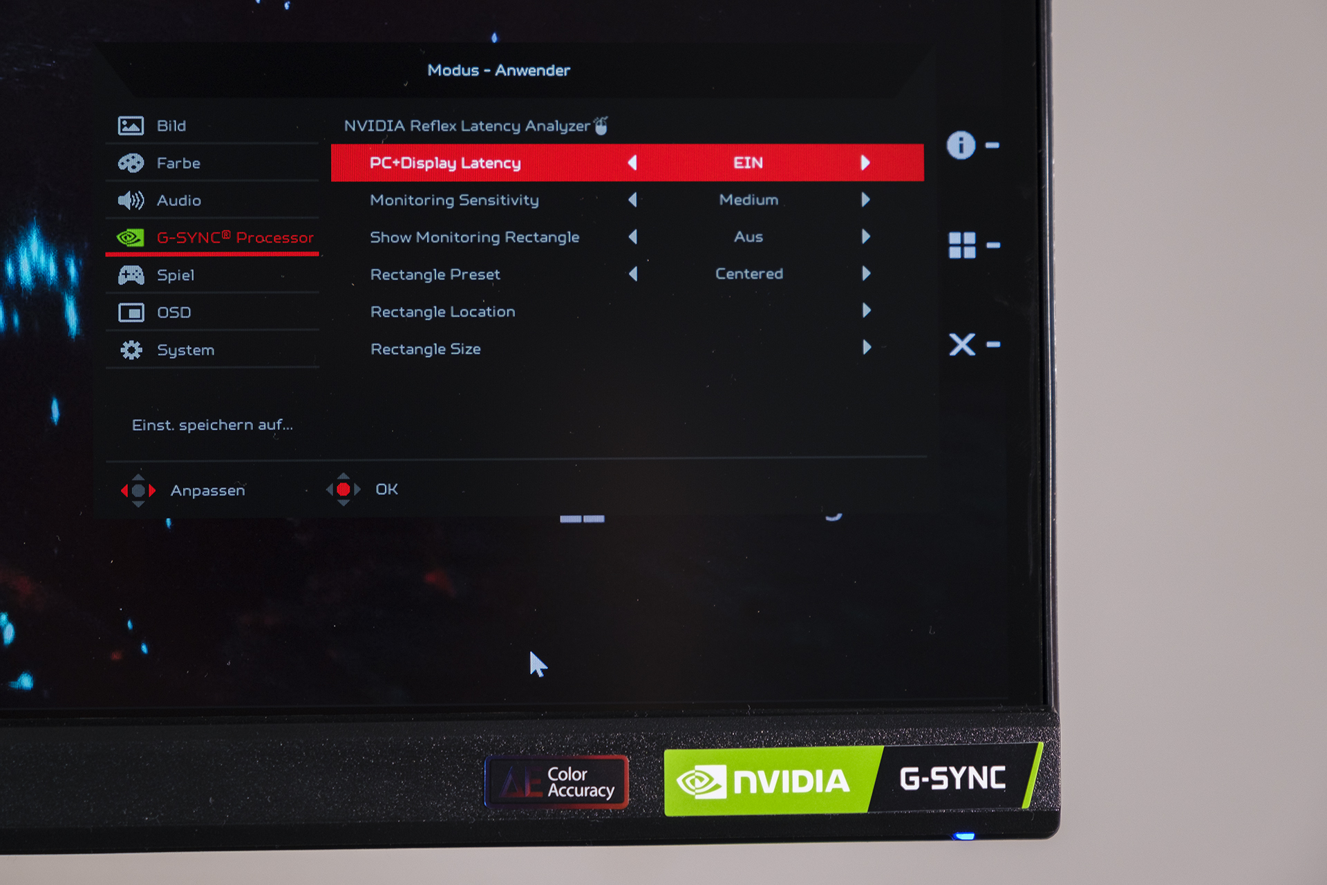 Acer Predator X28 OSD Nvidia Reflex Latency Analyzer